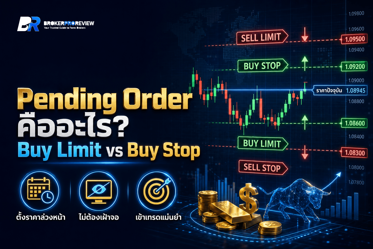 Pending Order คืออะไร? Buy Limit, Sell Limit, Buy Stop, Sell Stop ต่างกันยังไง (ฉบับปี 2026)